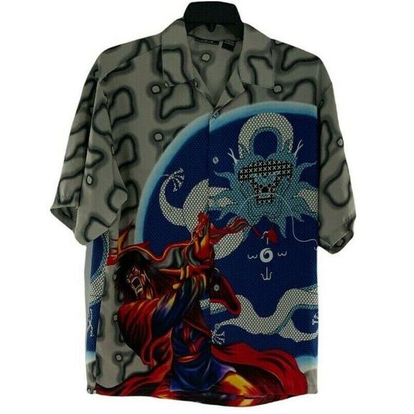 J/E/T Shirt Men's Size Medium Streetwear Multicolor Graphics Buttons Casual Top - Picture 1 of 9